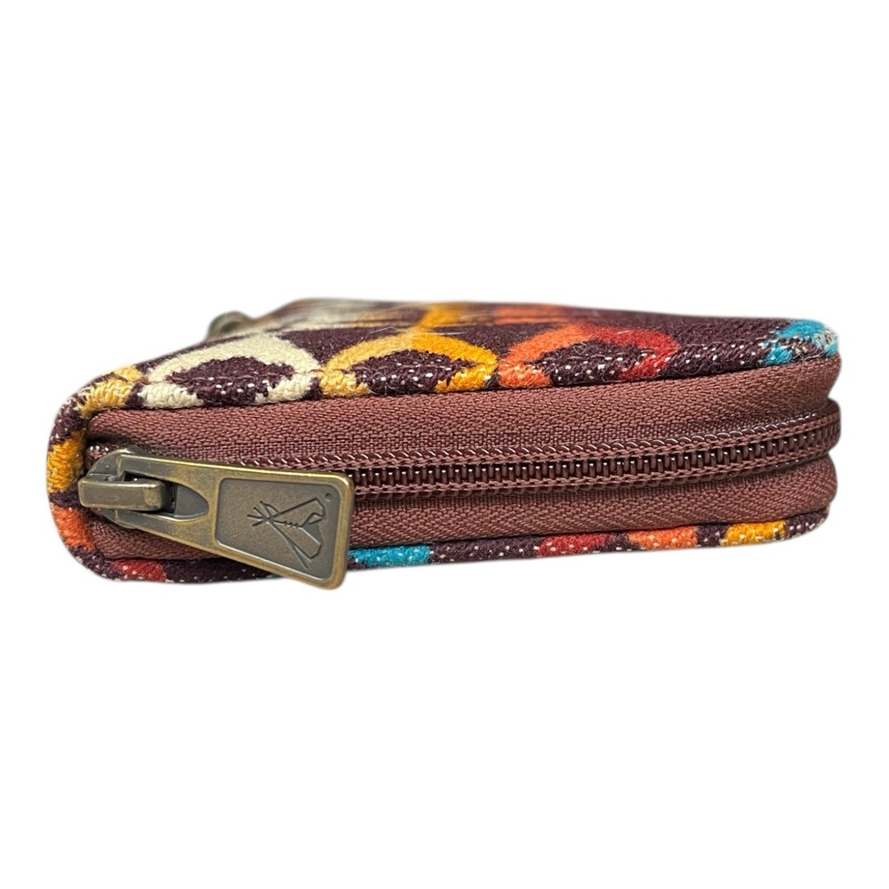 Pendleton Brown Wallet with Teal, Rust & Gold Geometric Pattern - Picture 5 of 11